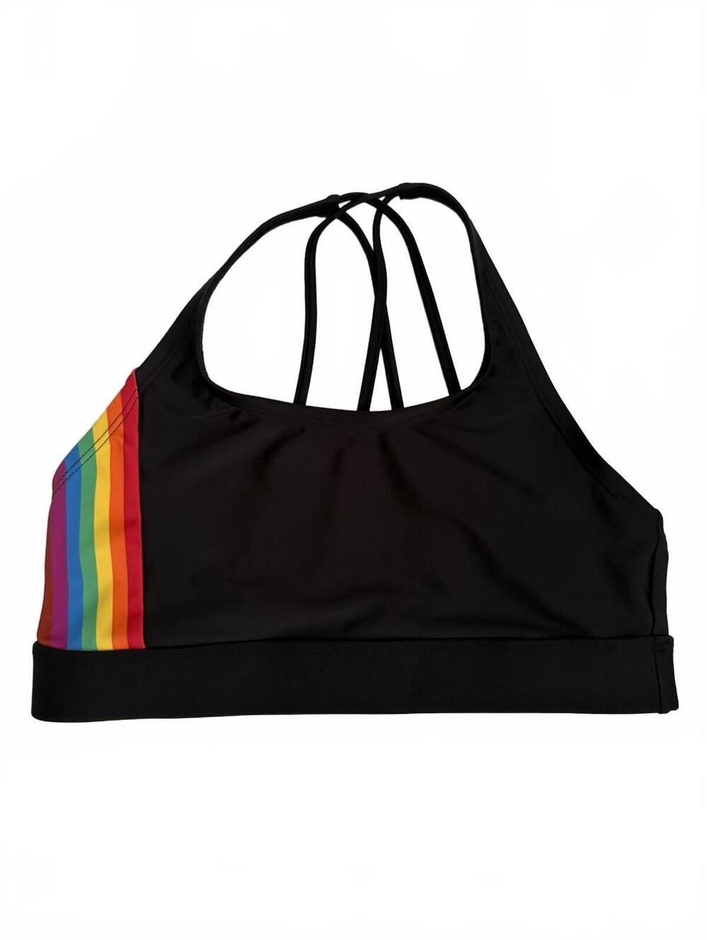 Humankind x Target | Black Rainbow Criss Cross Back Sports Bra Size S